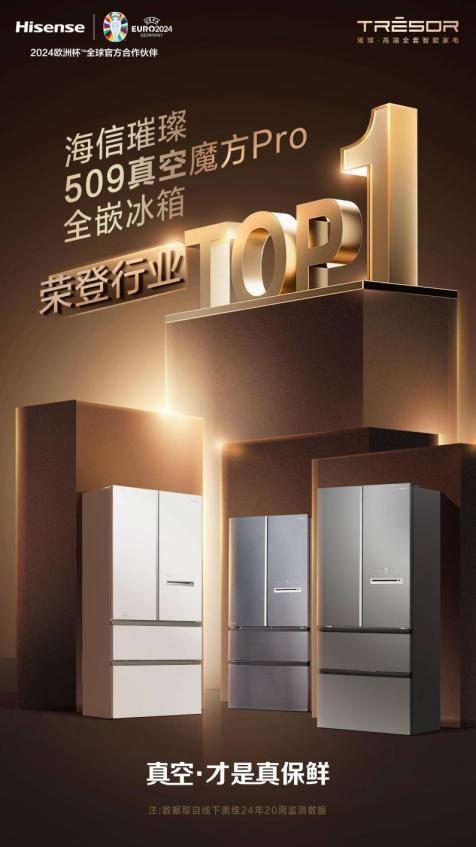 荣登行业TOP1！海信璀璨509冰箱引领行业新潮流